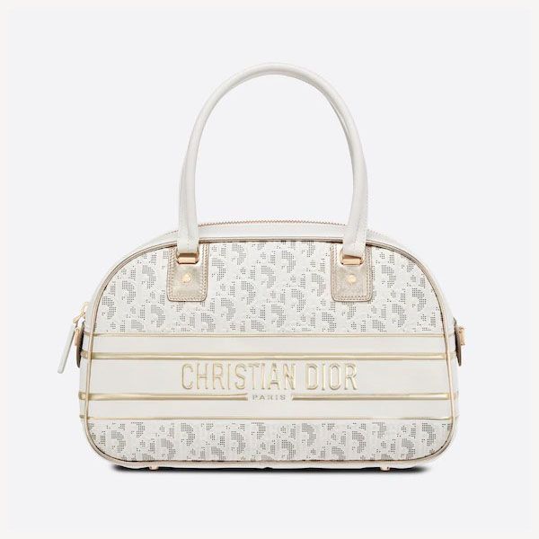 【すぐ届く】ディオール Vibe 偽物 ミディアム クラシック ボウリングバッグ ディオール オブリーク パーフォレーテッドカーフスキン M6204ODDT_M933